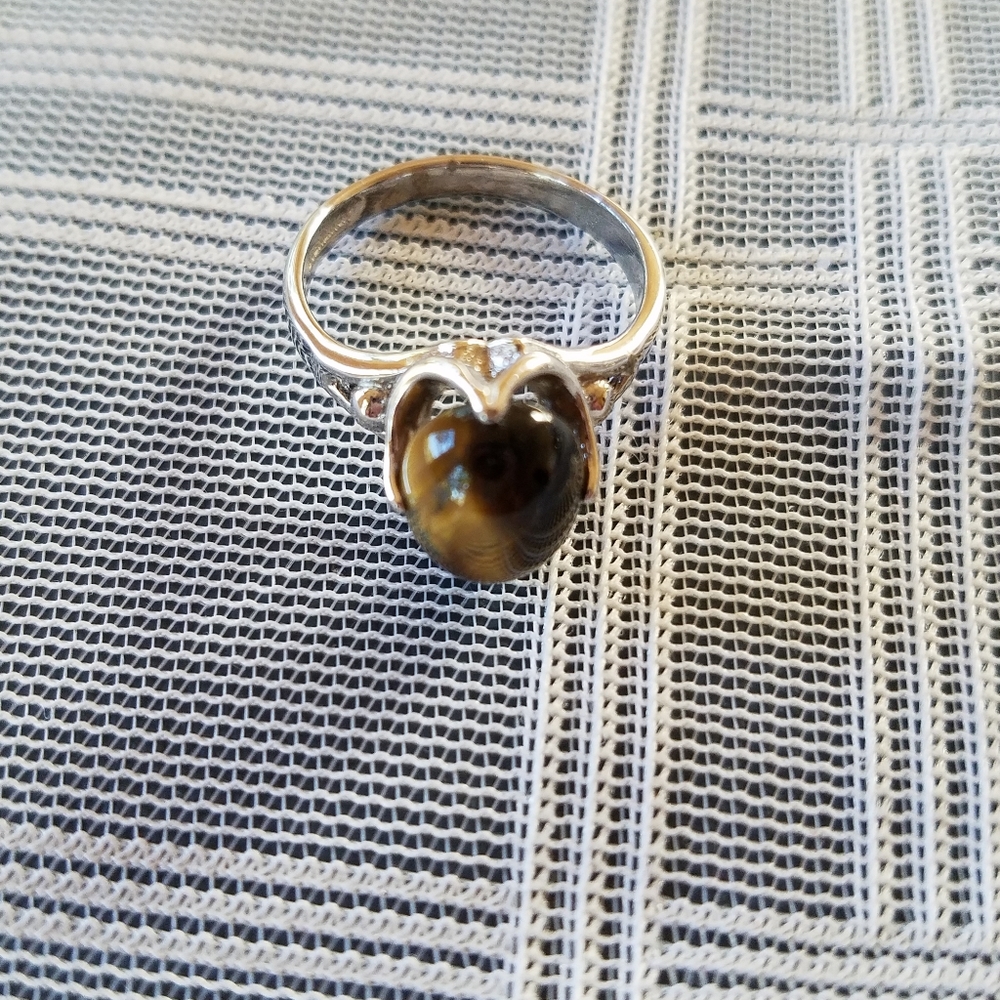 Tiger Eye and Sterling Ring - 7.5